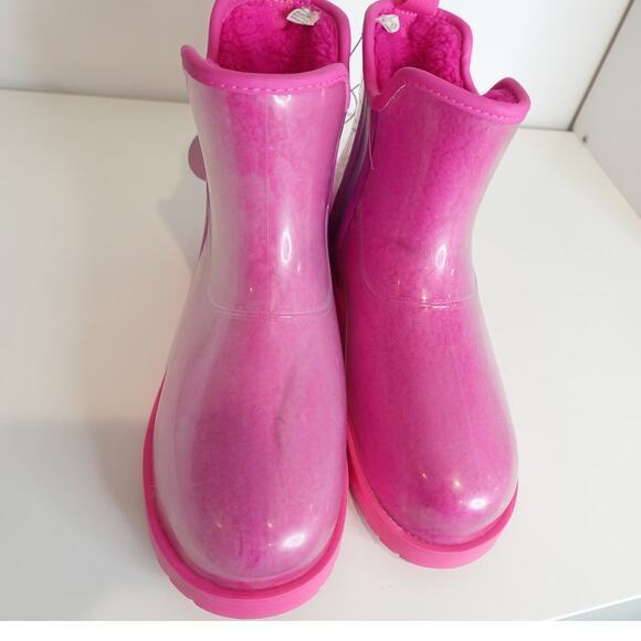 Hot Pink Fleece lined Rubber Slipper Boots - Picture 9 of 10